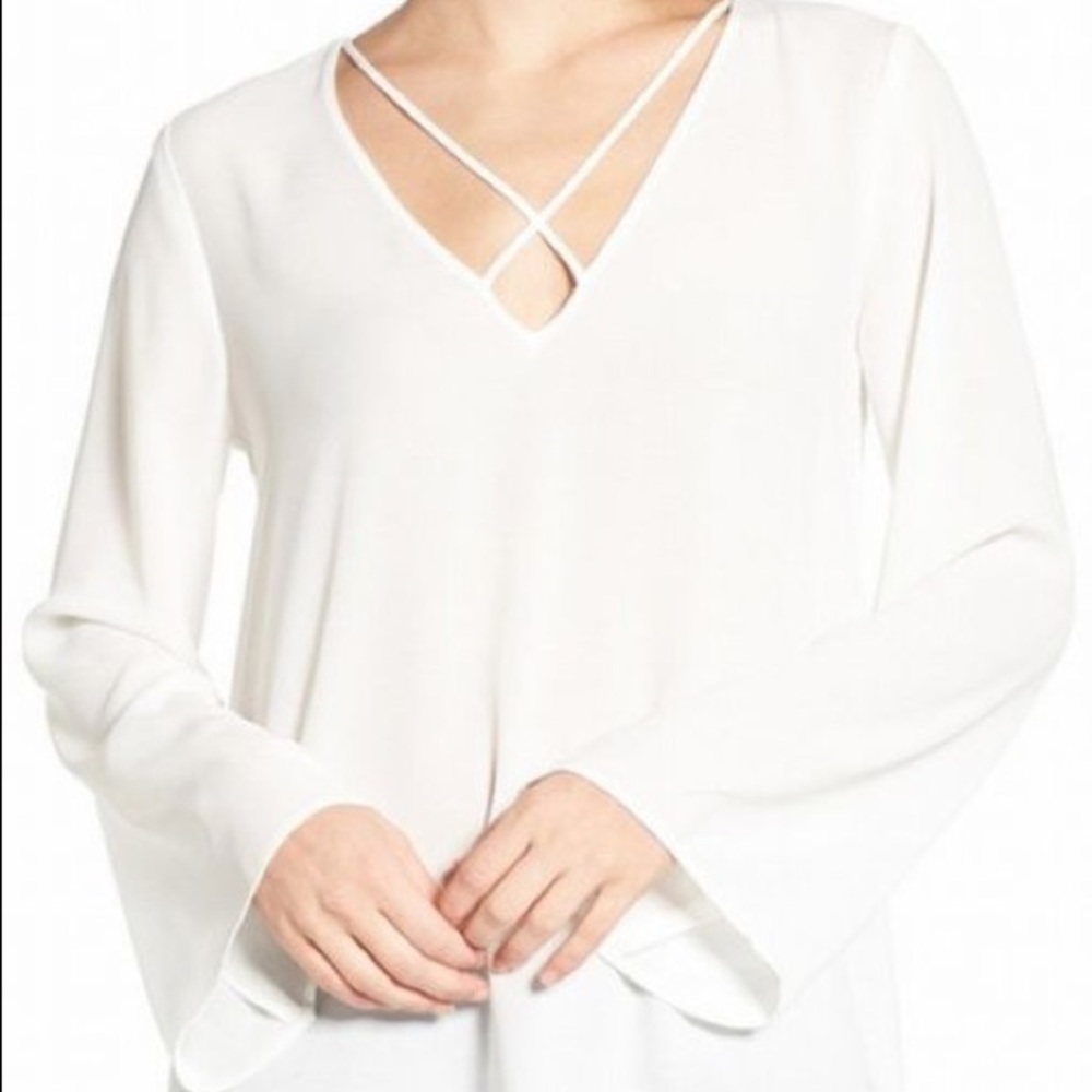 White cross front blouse